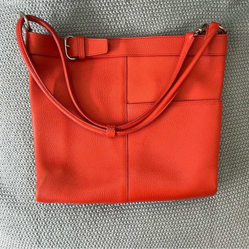 Mauro Governa Orange Leather Shoulder Bag